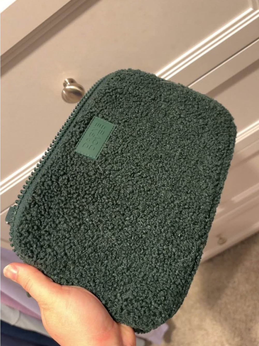 Dagne Dover Green Sherpa Zip Purse